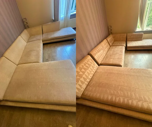 U veida dīvāna dziļā tīrīšana